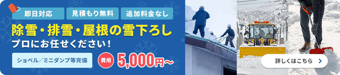 除雪・排雪・屋根の雪下ろしプロにお任せください